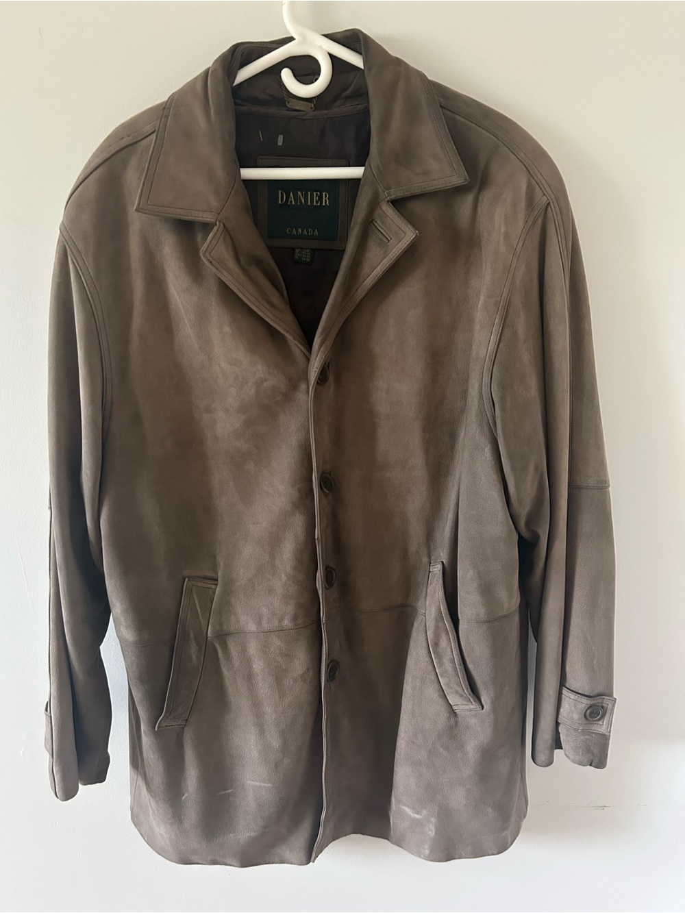 Danier Brown Taupe Suede Button-Front Shirt Jacket